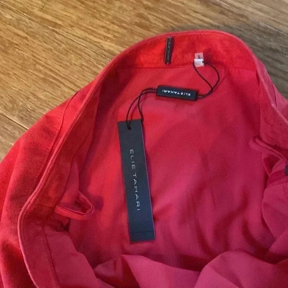 Elie Tahari NWT Regina skirt - size 4 - red - lamb suede - Picture 2 of 8